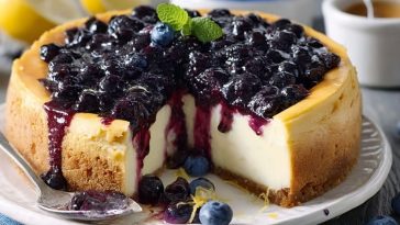 Cheesecake aux myrtilles et citron