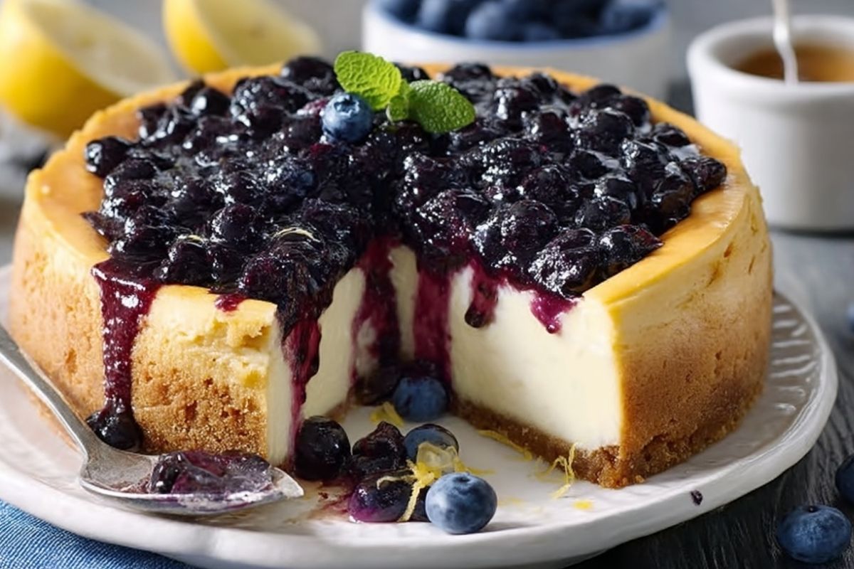 Cheesecake aux myrtilles et citron