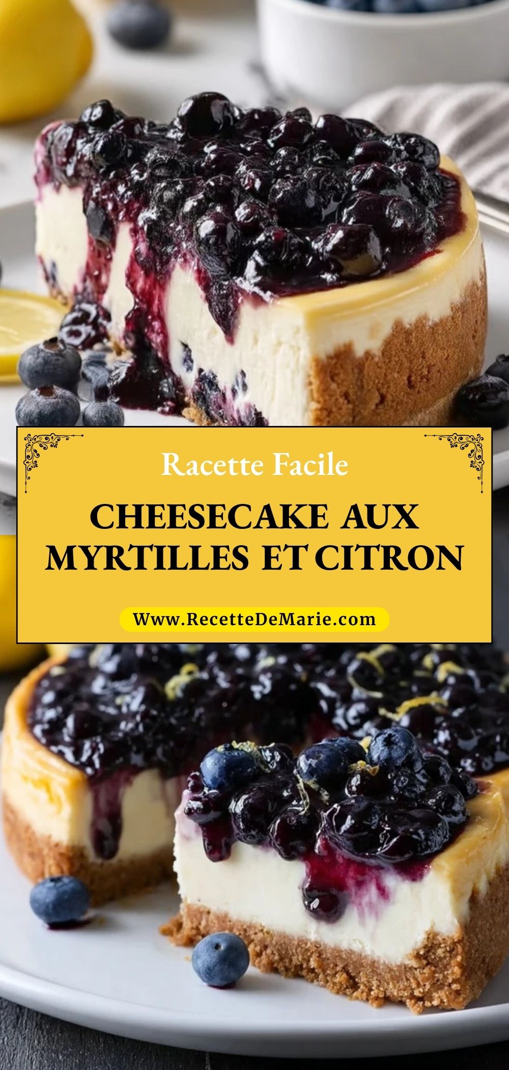 Cheesecake aux myrtilles et citron