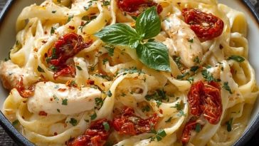 Fettuccine Alfredo au poulet et tomates séchées
