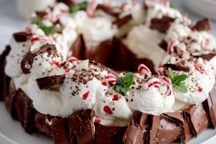 Couronne de Pavlova au Chocolat et à la Menthe Poivrée