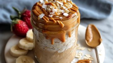 Flocons DAvoine Au Beurre De Cacahuète Préparés La Nuit