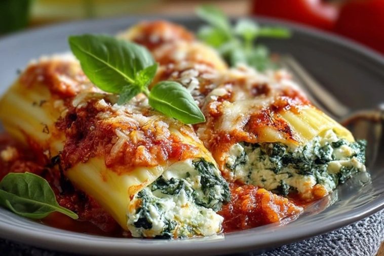 Manicotti Farcis aux Épinards et à la Ricotta