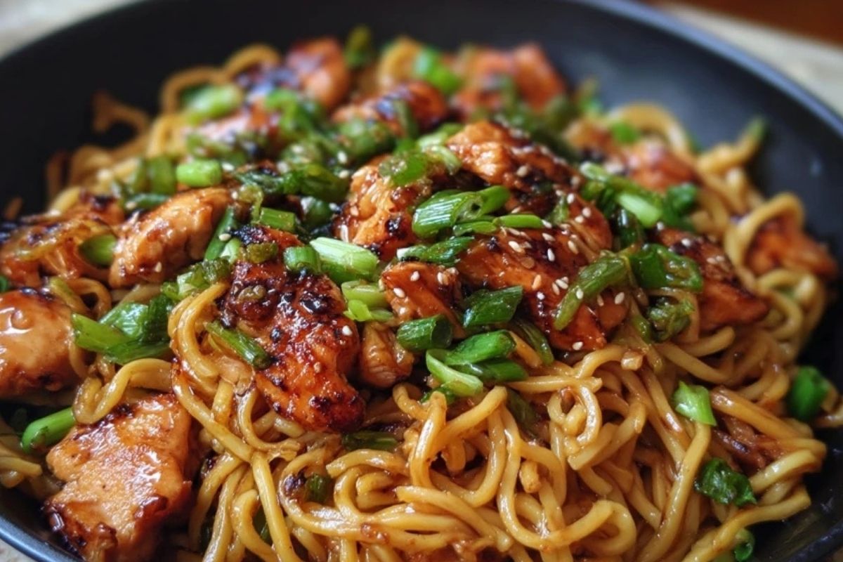 Nouilles Au Poulet Ail Collantes