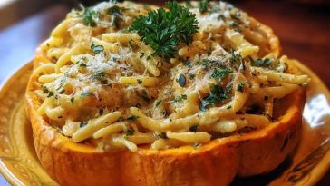 Pâtes Alfredo Dans Des Courges