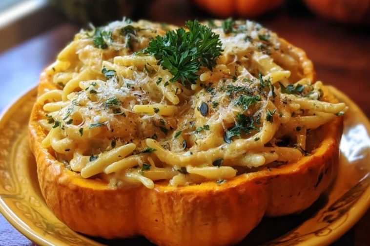 Pâtes Alfredo Dans Des Courges