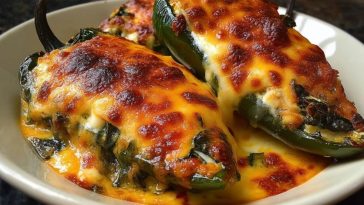 Piments Rellenos Au Fromage Gratinés