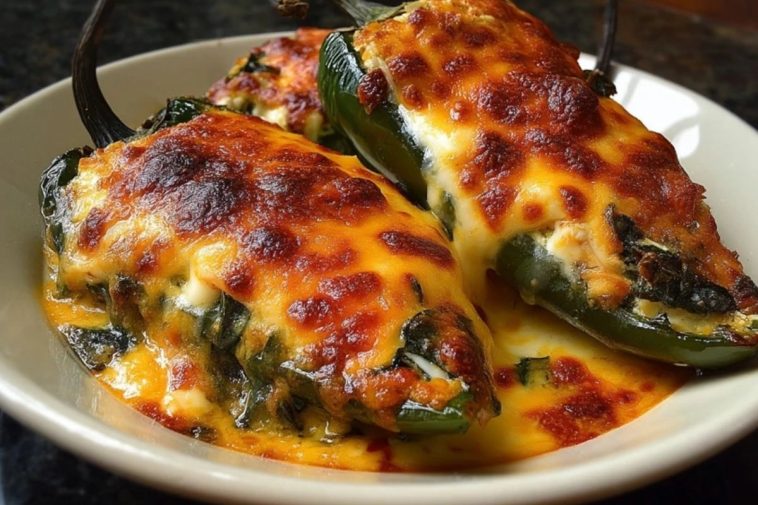 Piments Rellenos Au Fromage Gratinés