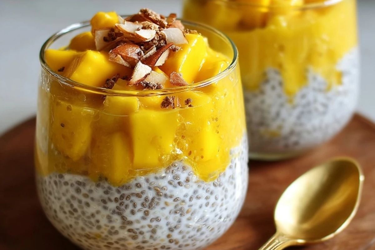 Pudding Chia à la Mangue et à la Noix de Coco