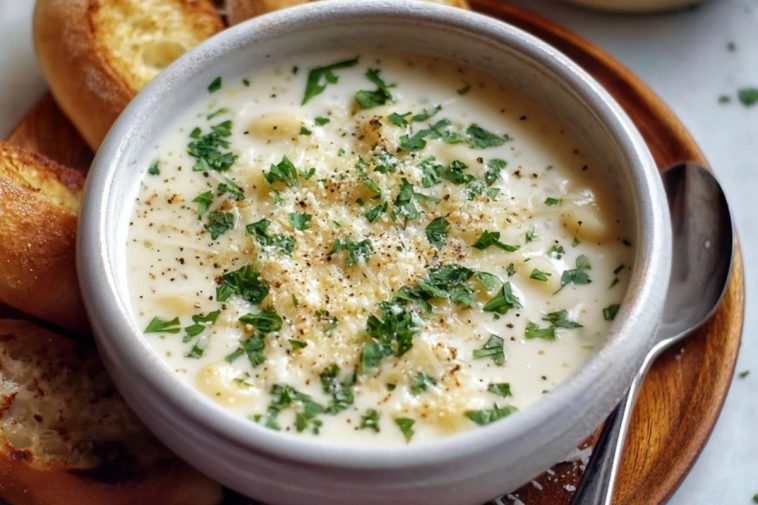 Soupe Crémeuse à lAil et au Parmesan