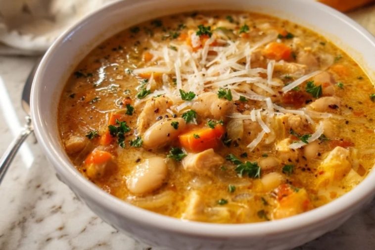 Soupe Crémeuse au Poulet et Haricots Blancs