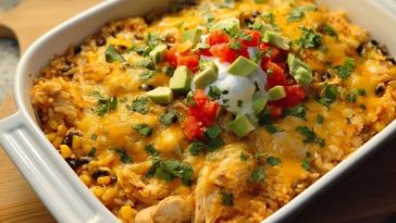 Casserole De Poulet Au Fromage Et Riz Mexicain