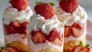 Coupes De Gâteau Aux Fraises Pour La Saint-Valentin