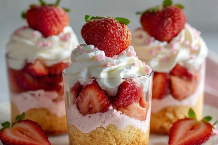 Coupes De Gâteau Aux Fraises Pour La Saint-Valentin