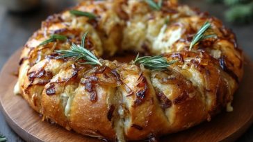 Couronne De Pain Farcie Aux Oignons Caramélisés Et Au Gruyère