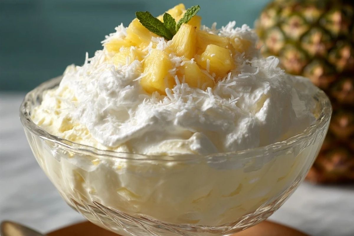 Fluff Ananas avec Crème Fouettée