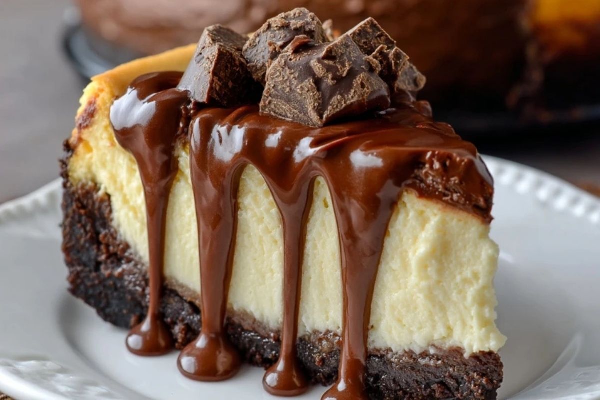 Gâteau Au Chocolat De Boston Avec Crème Et Cheesecake