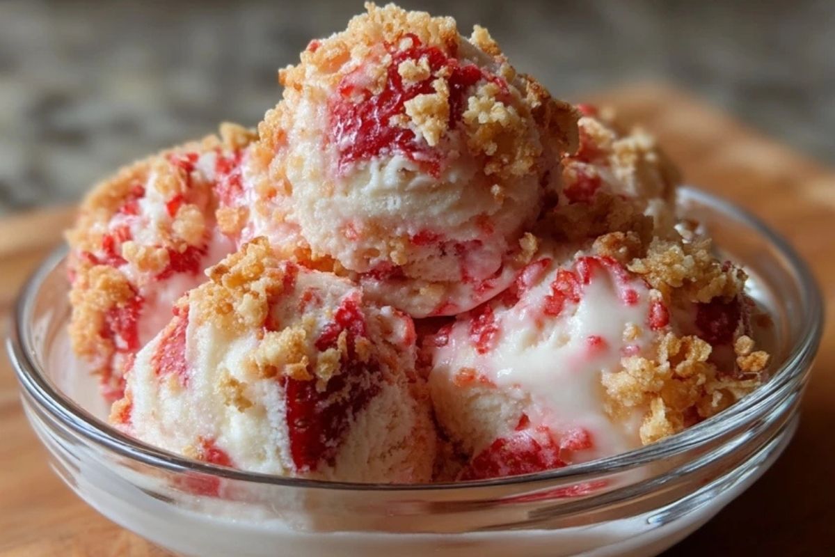 Glace Aux Fraises Croquante