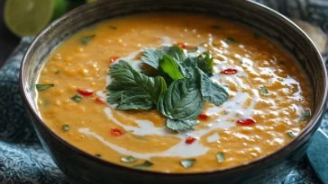 Soupe Crémeuse de Lentilles Rouges au Lait de Coco Thaïlandais