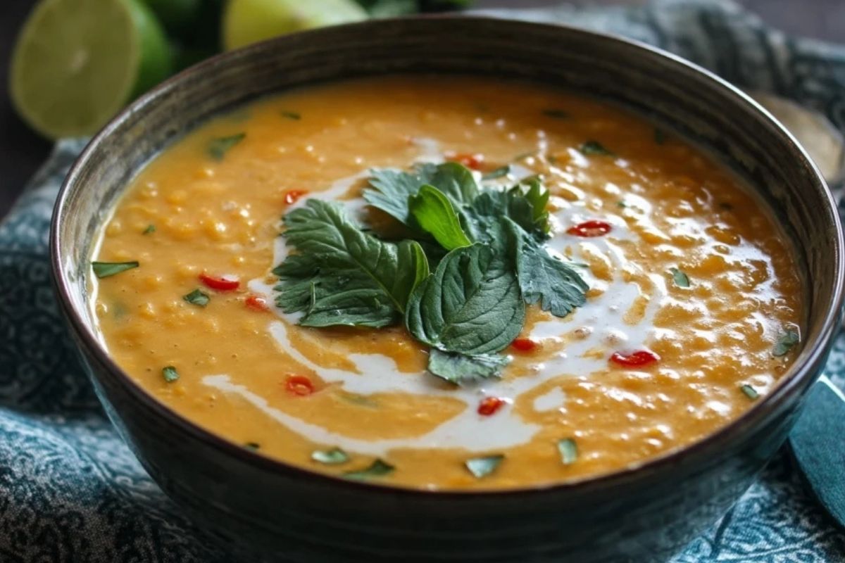Soupe Crémeuse de Lentilles Rouges au Lait de Coco Thaïlandais