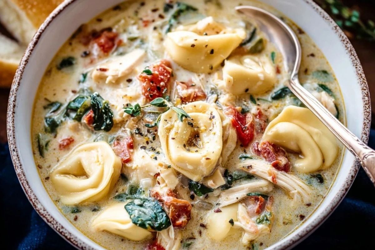 Soupe Crémeuse de Tortellinis au Poulet de Toscane