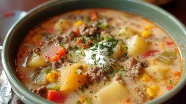 Soupe Maison de Viande Hachée et de Pommes de Terre