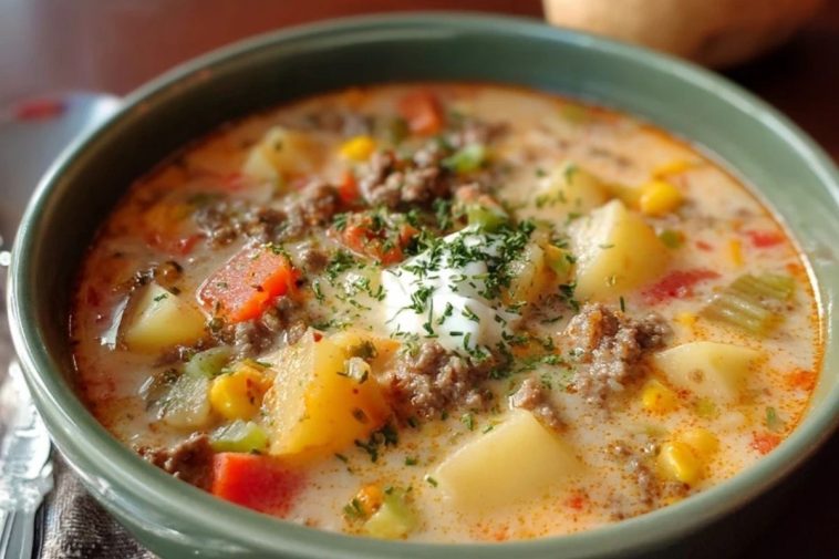 Soupe Maison de Viande Hachée et de Pommes de Terre