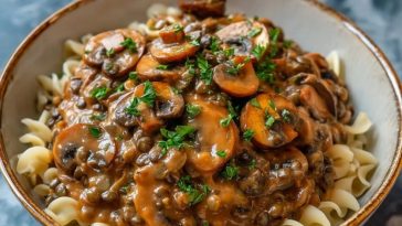 Stroganoff De Lentilles Et Champignons