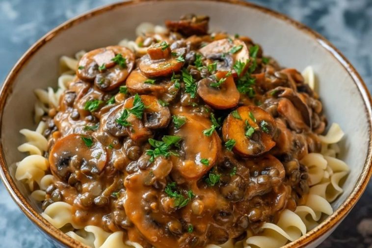 Stroganoff De Lentilles Et Champignons