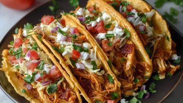 Tacos De Poulet Effiloché À La Mijoteuse