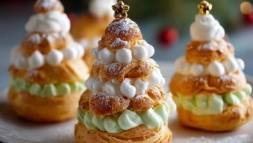 Choux À La Crème En Forme De Sapin De Noël
