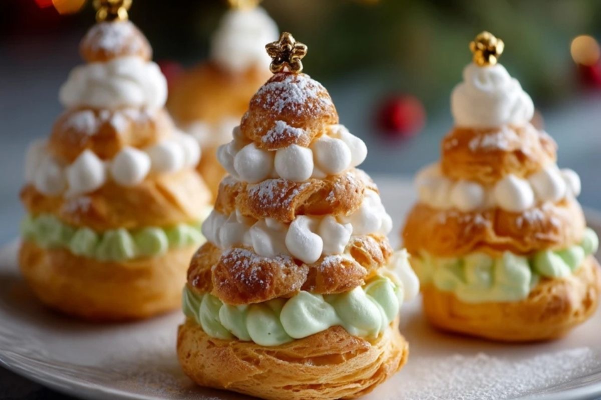 Choux À La Crème En Forme De Sapin De Noël